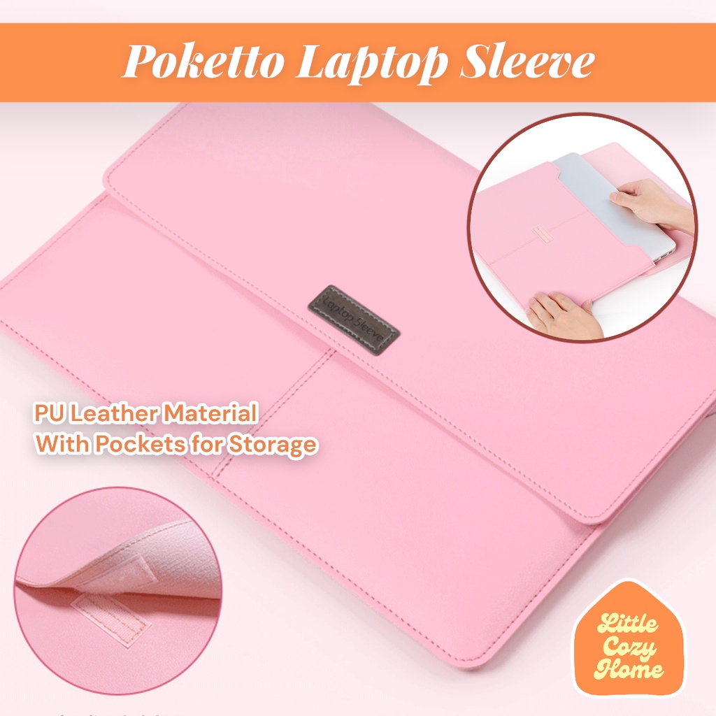 Poketto Laptop Sleeve 13 14 15 16 Inch / Tas Laptop Sarung Pouch Cover Komputer Leptop Multifungsi / Macbook Air 13in Kulit Leather Case Sleeve Mac Book