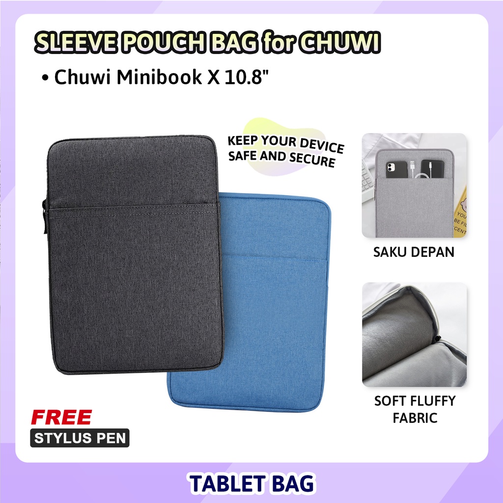 Chuwi Minibook X 10.8 inch 2022 Tas Tablet Pouch Bag Sarung Case Sleeve Saku Depan Handbag Polos Aes