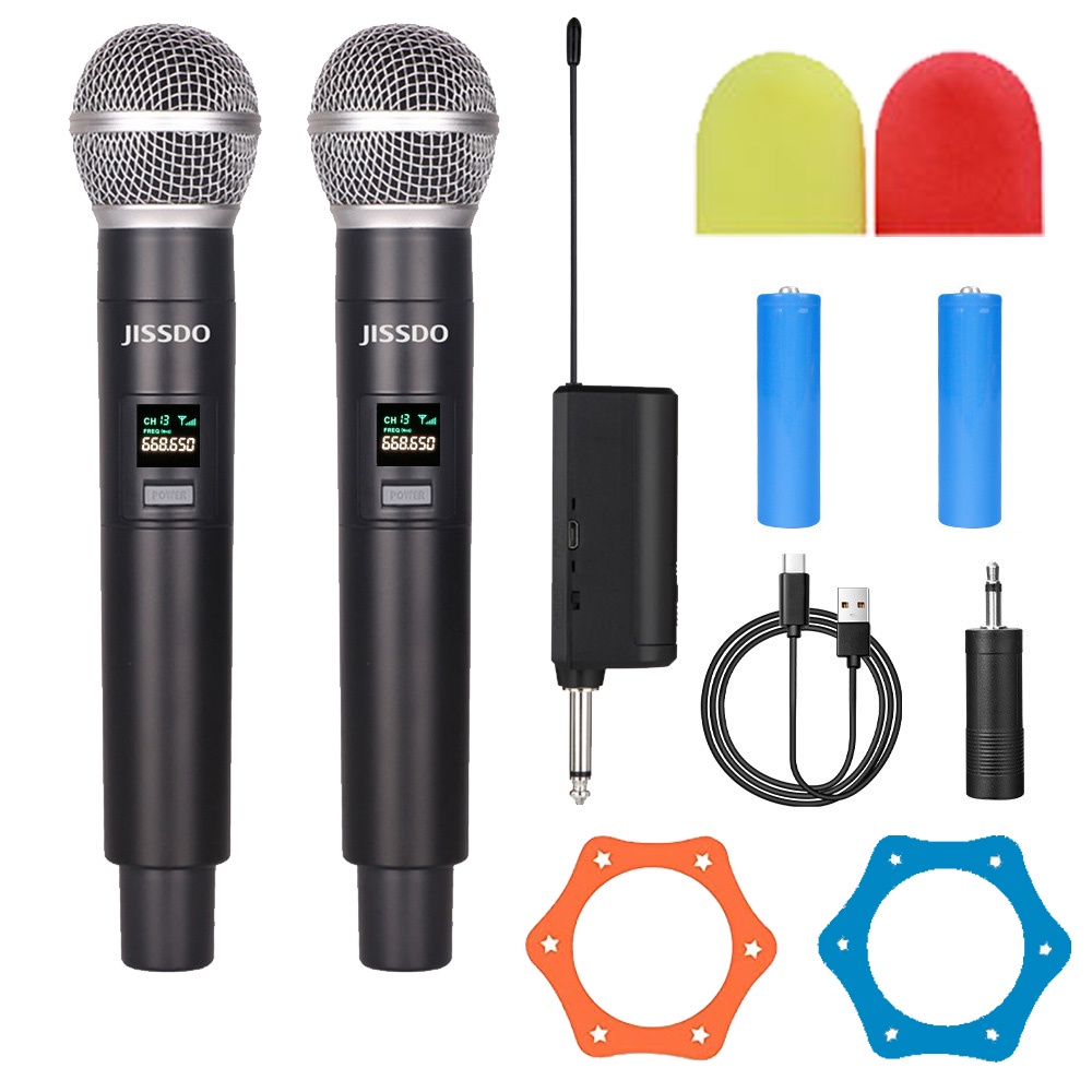 Mikrofon Wireless Jissdo Isi Ulang Microphone Genggam Penyebaran VHF Mikropon Pasang Dan Mainkan Per