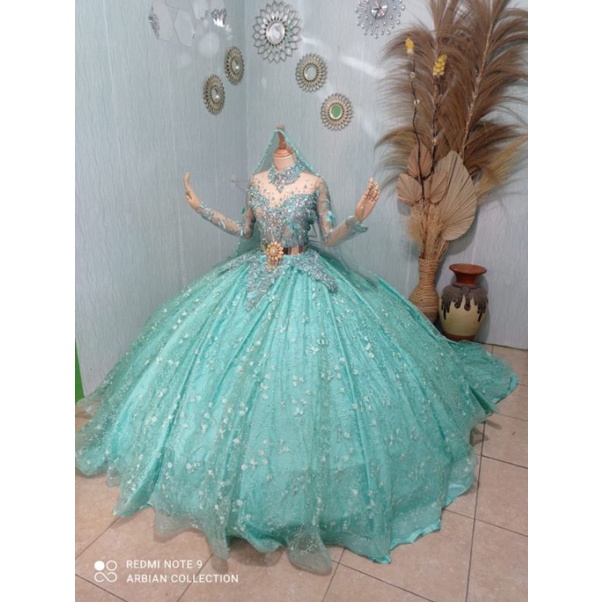Gaun barbie hijau mint MURAH