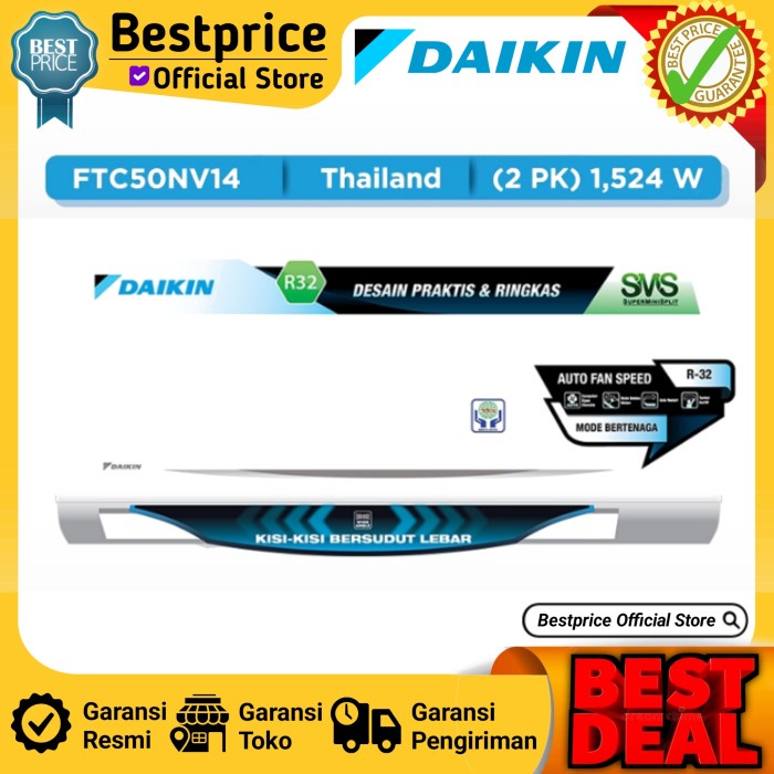 AC DAIKIN 2 PK FTC -50NV14 AC SPLIT 2 PK FTC50 FTC 50 NV THAILAND R32