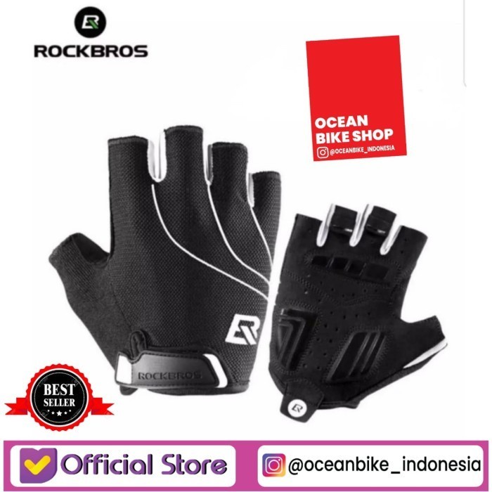 SALE Sarung tangan sepeda original Rockbros S107 - S107 BLACK M