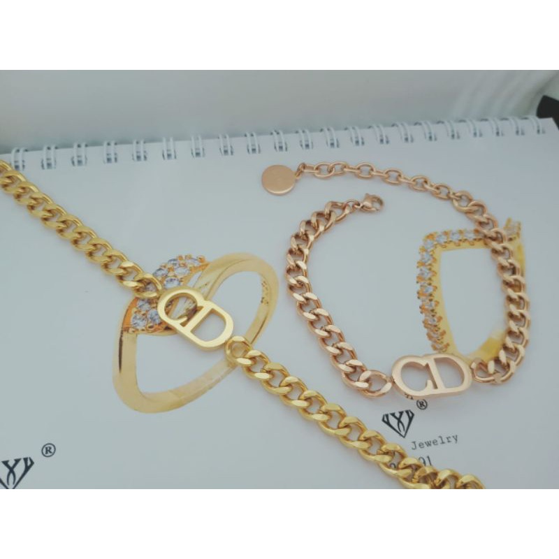 KALUNG RANTAI CD TITANIUM GOLD N ROSEGOLD