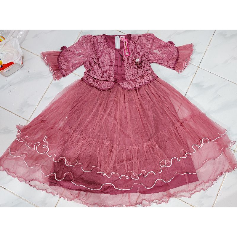 DRESS ANAK LENGAN 3/4 MODEL ROMPI MIX TILE