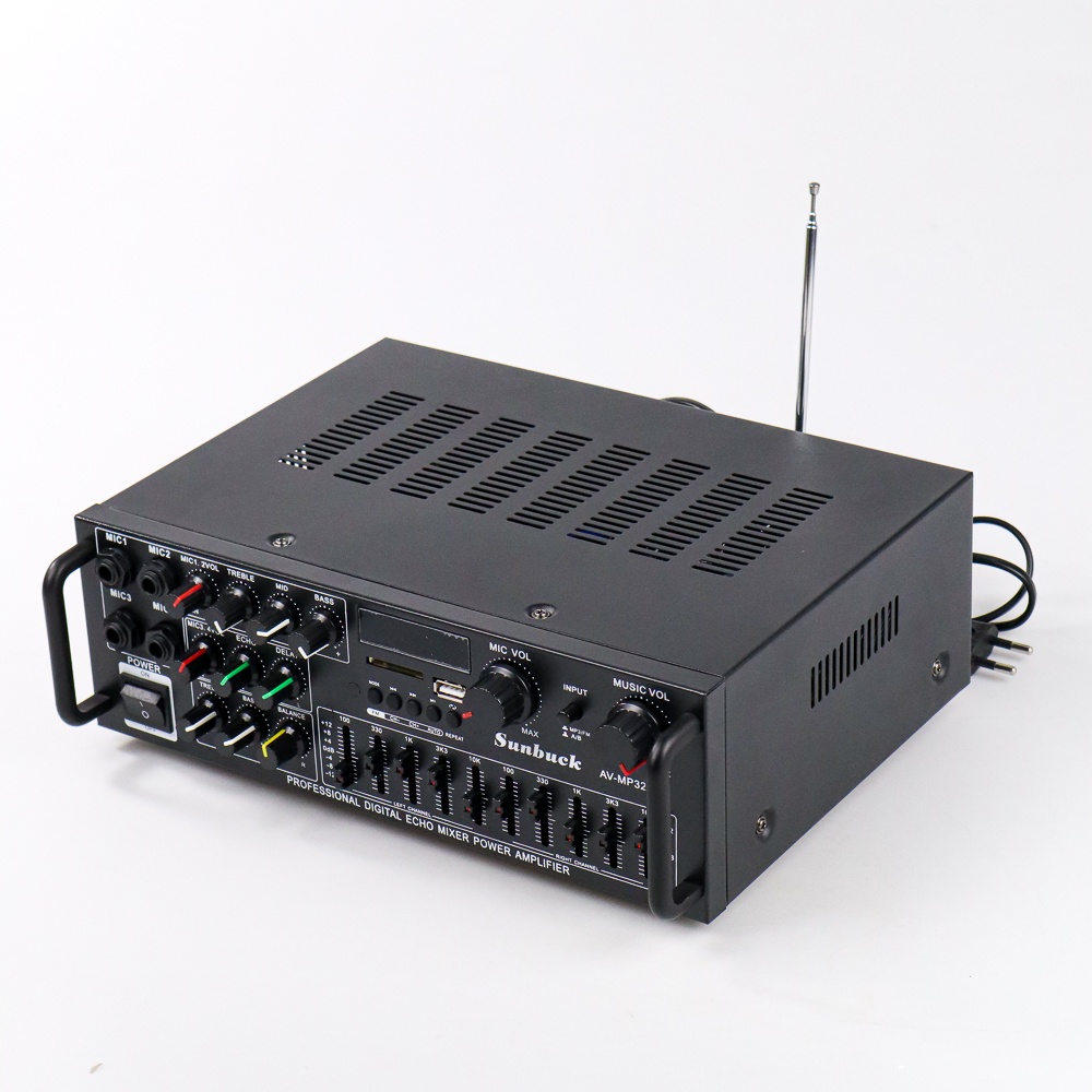 Sunbuck Bluetooth EQ Audio Amplifier Karaoke Home Theater FM Radio 2000W - AV-MP326BT - Black - 7RSK2MBK