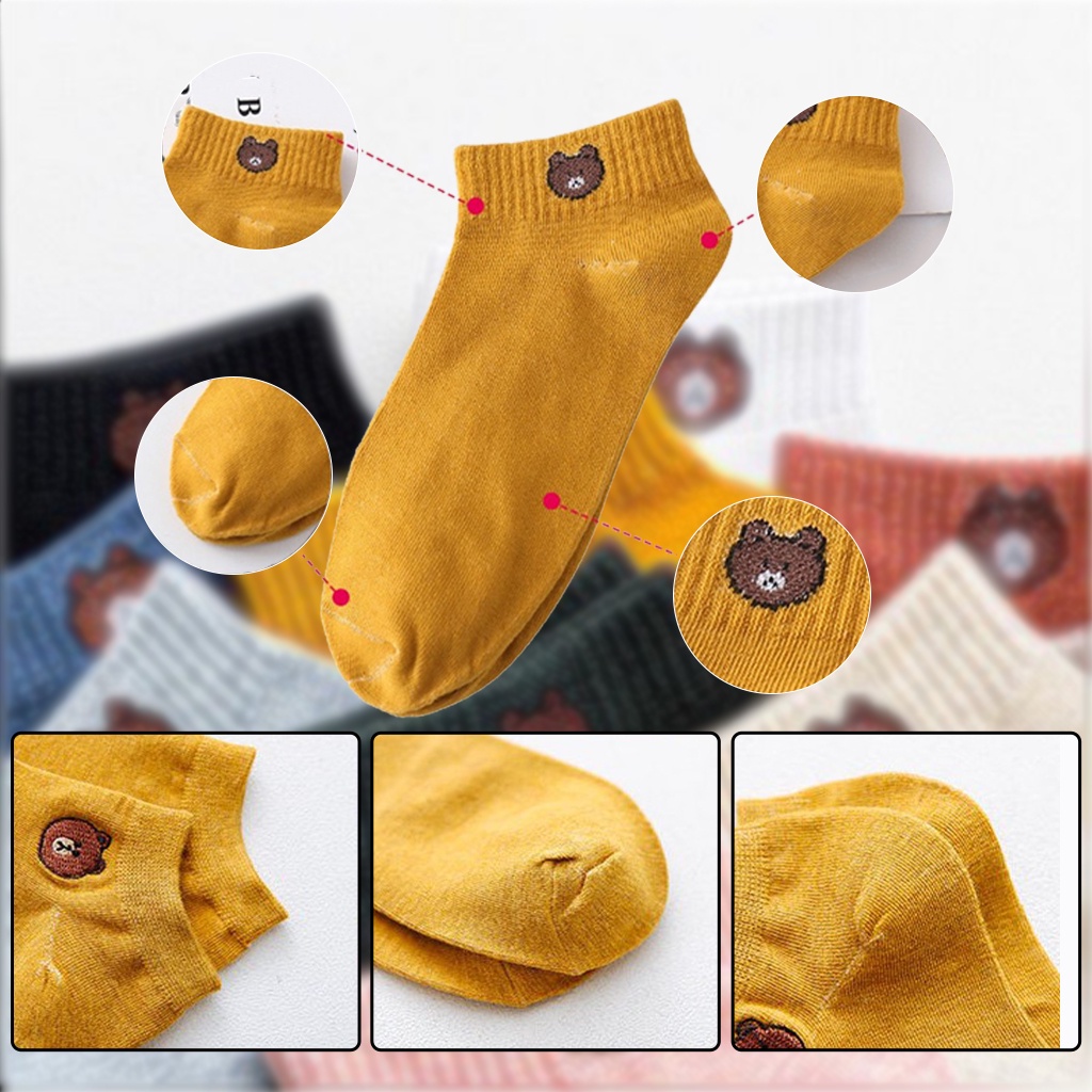 Kaos Kaki Korea Ankle Anak Wanita Pria Socks Bear Motif Lucu Cute Kaus Kaki Sekolah Kos Kaki Dewasa Kasual Pendek Polos | GROSIRXPRESS