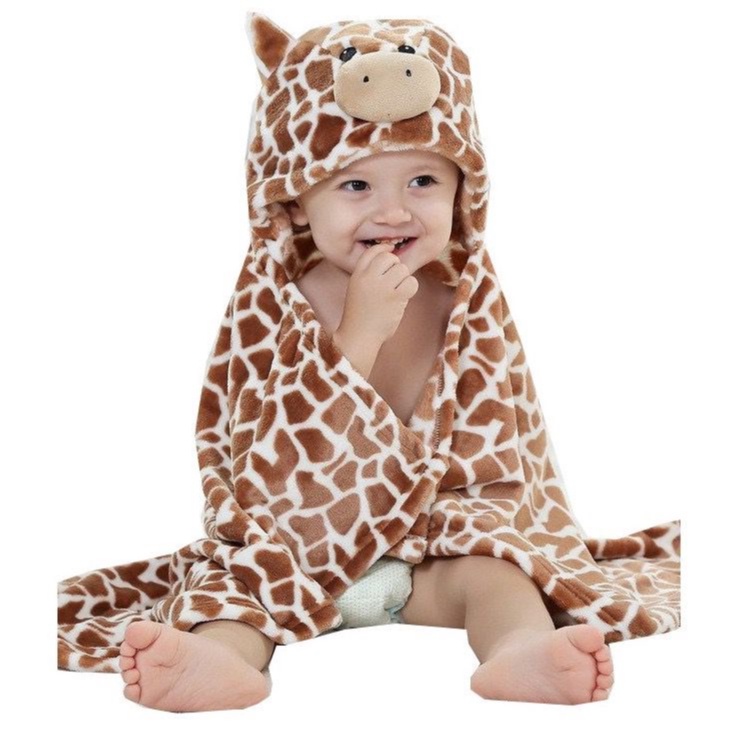 Selimut Bayi Topi Boneka / Selimut Bayi Karakter Fleece-Jerapah