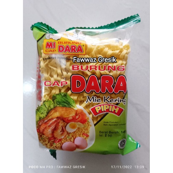 Mi Burung Dara Pipih Keriting Pipih Isi 2 Keping Biji / Mie Burung Dara