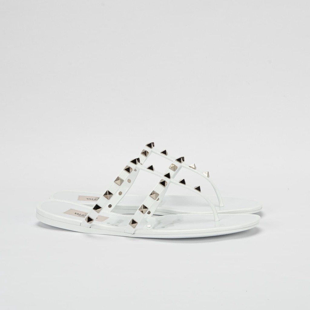 VLTN Garavani Rockstud Sandal Thong T Jelly White 100% Original