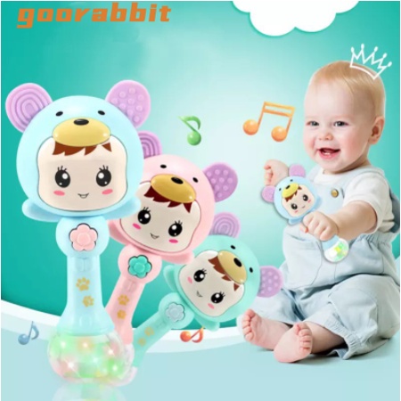 Goor Mainan rattle teether Bentuk Kelinci Dengan Musik Untuk Bayi