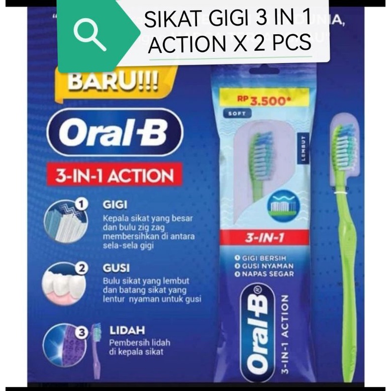 Oral-B sikat 3 IN 1 ACTION X 2 PCS