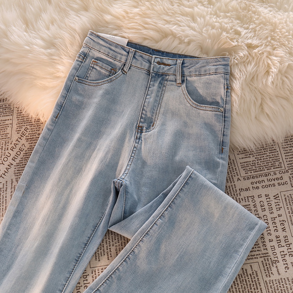 korean biru celana cutbray wanita/  highwaist santai celana jeans cutbray wanita(Realpict)