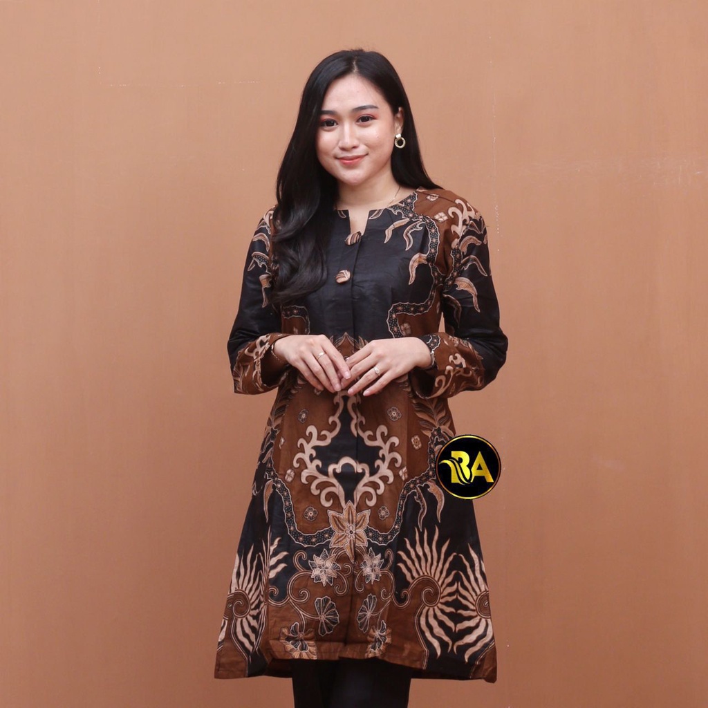 TUNIC BATIK MOTIF TREND SERAGAM BATIK BAJU BATIK WANITA Tunik batik terbru size m l xl xxl