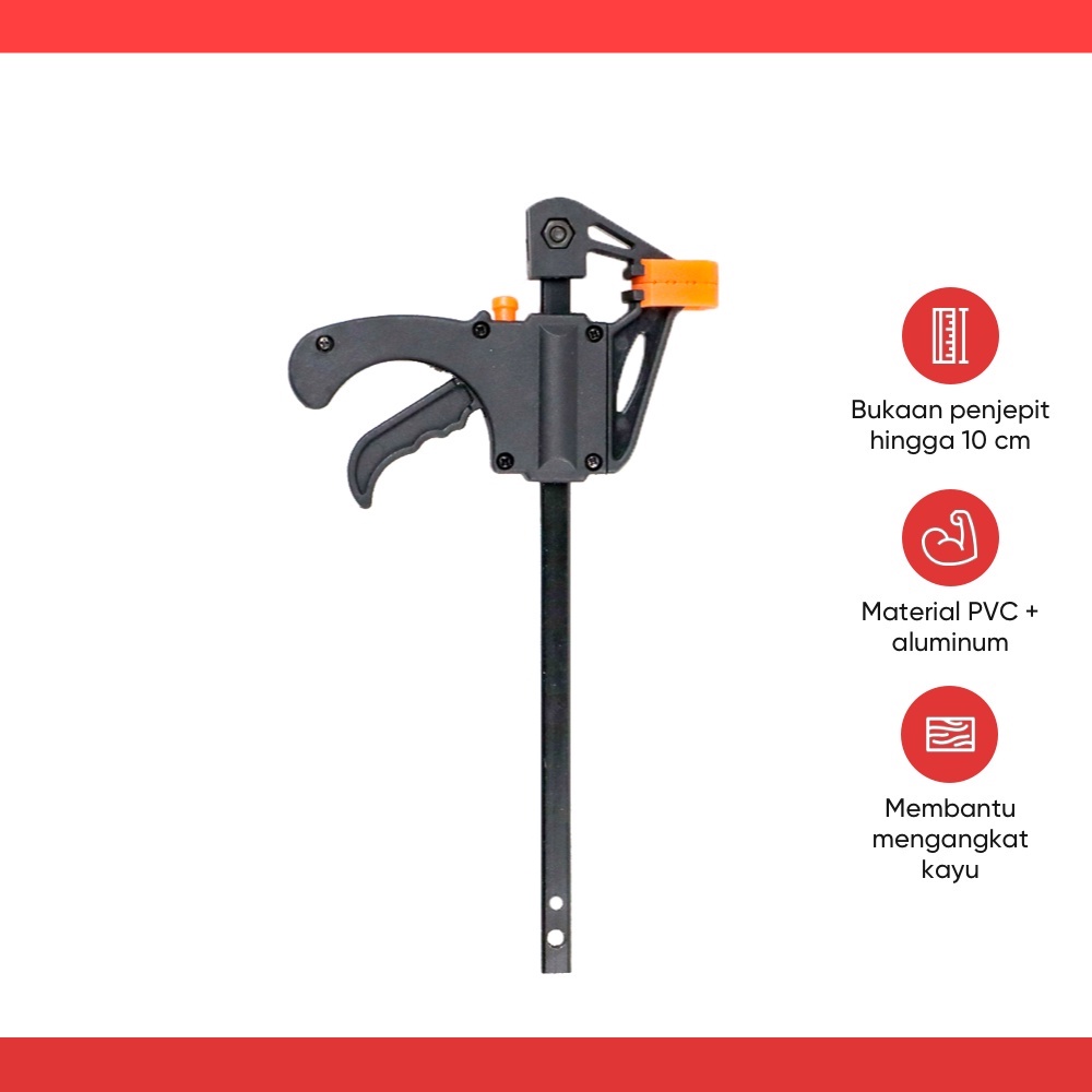 Squeeze Ratcheting Clamp Penjepit Kayu 4 Inch - T22106 - Black