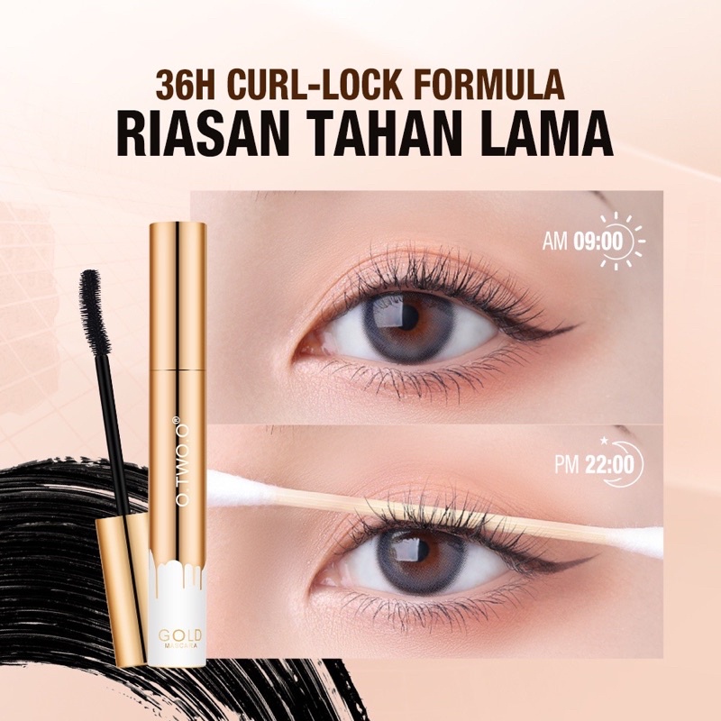 [BPOM] Mascara O.TWO.O Gold Mascara Waterproof Long Lasting Volumizing Lengthen Eye Lash Maskara 3D Hitam / Mascara otwo