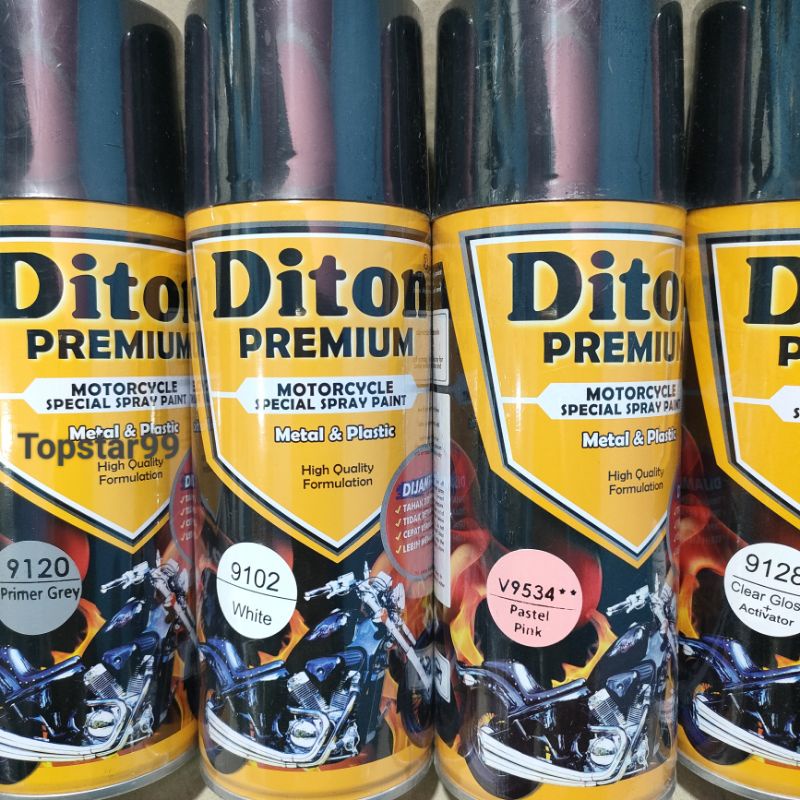Pilok Cat Diton Premium Paket Komplit 4 Kaleng Pastel Pink Ping 9534  Primer Grey 9120 White 9102 Clear Gloss 9128 400cc Pilox Paketan Cat Semprot Special Spray Paint