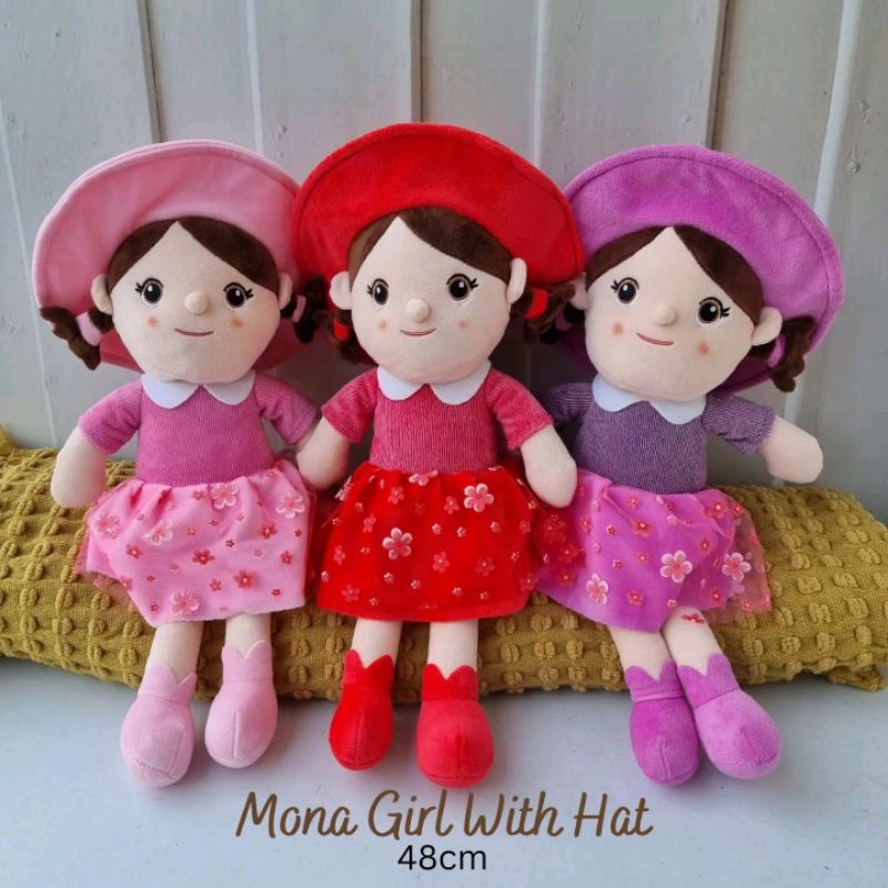 BONEKA CANTIK TOPI MONA GIRL WITH HAT 48 CM