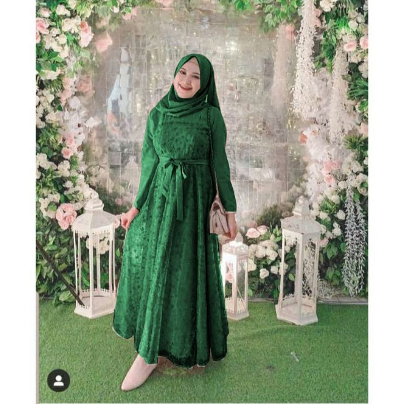 ADINDA - BAJU GAMIS BRUKAT BROKAT TILE DRESS UKURAN S M L XL UNTUK KONDANGAN PESTA NIKAHAN PERNIKAHA