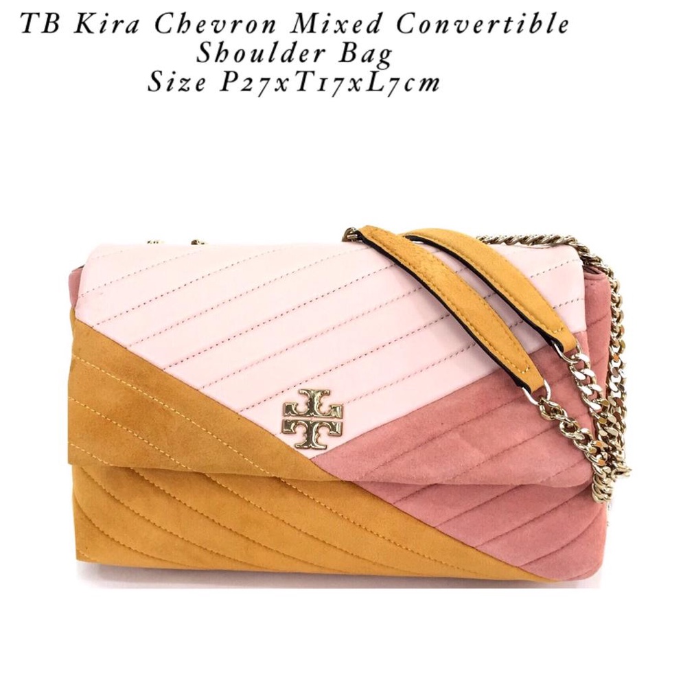 TORY BURCH Kira Chevron Mixed Convertible Shoulder Bag