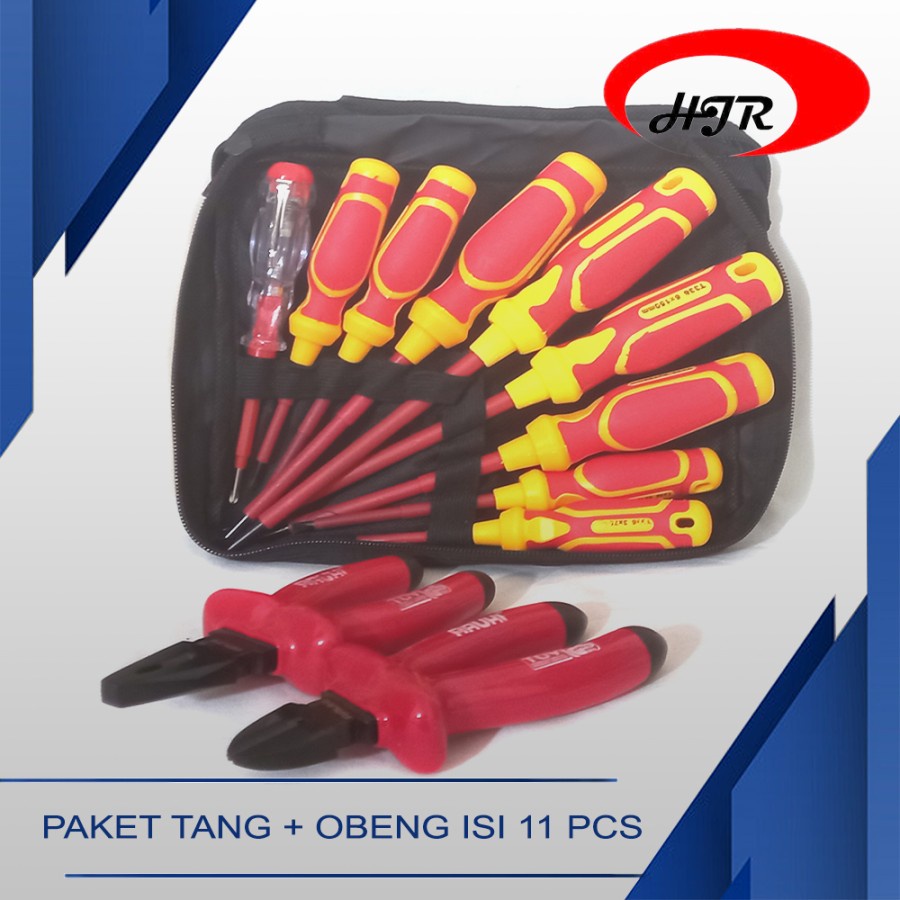 PAKET TANG KOMBINASI OBENG LISTRIK + - TESPEN SET - OBENGSET+TANGKP