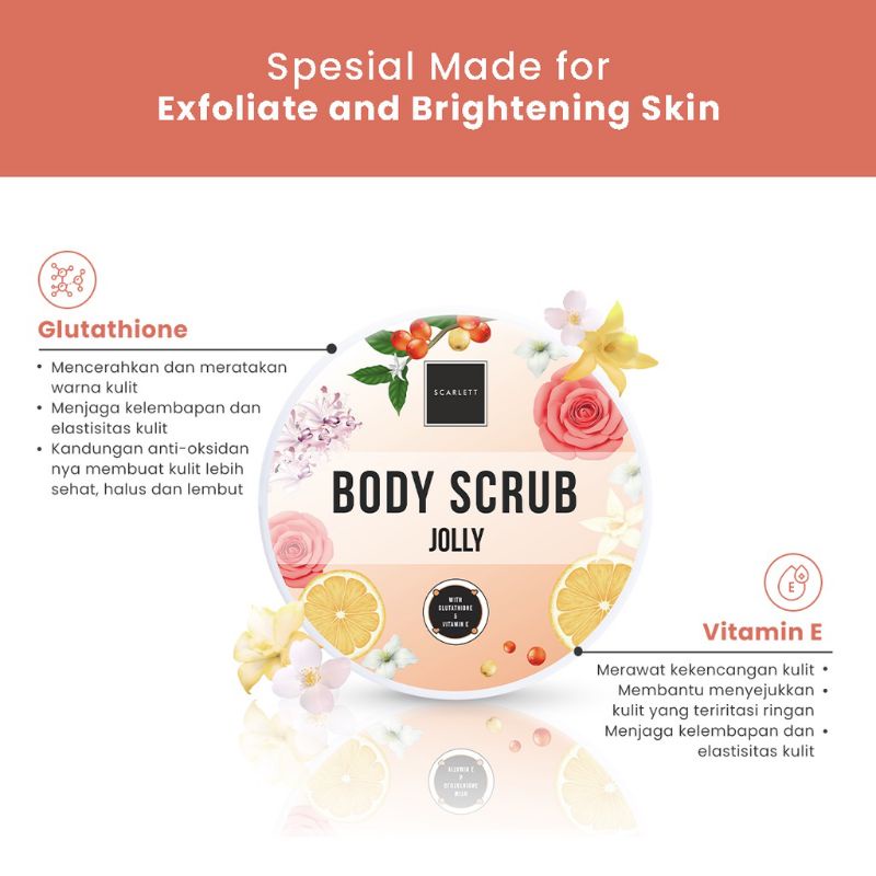 Miffglow - Scarlett whitening lulur body scrub charming jolly pomegrante romansa coffe happy