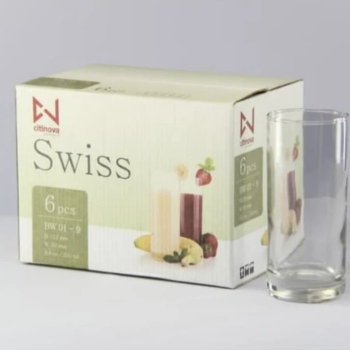 BISA COD - 6 pc Gelas SWISS CITINOVA Gelas Tinggi HighBall Kaca Teh Cafe Restoran z