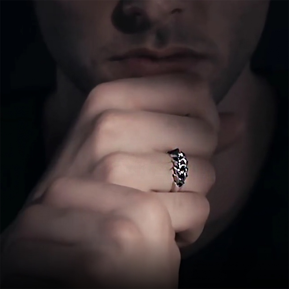 Gaya Retro Kerangka Perak Baja Titanium Pria Punk Fashion Perhiasan Biker Jari Rings Adjustable Size