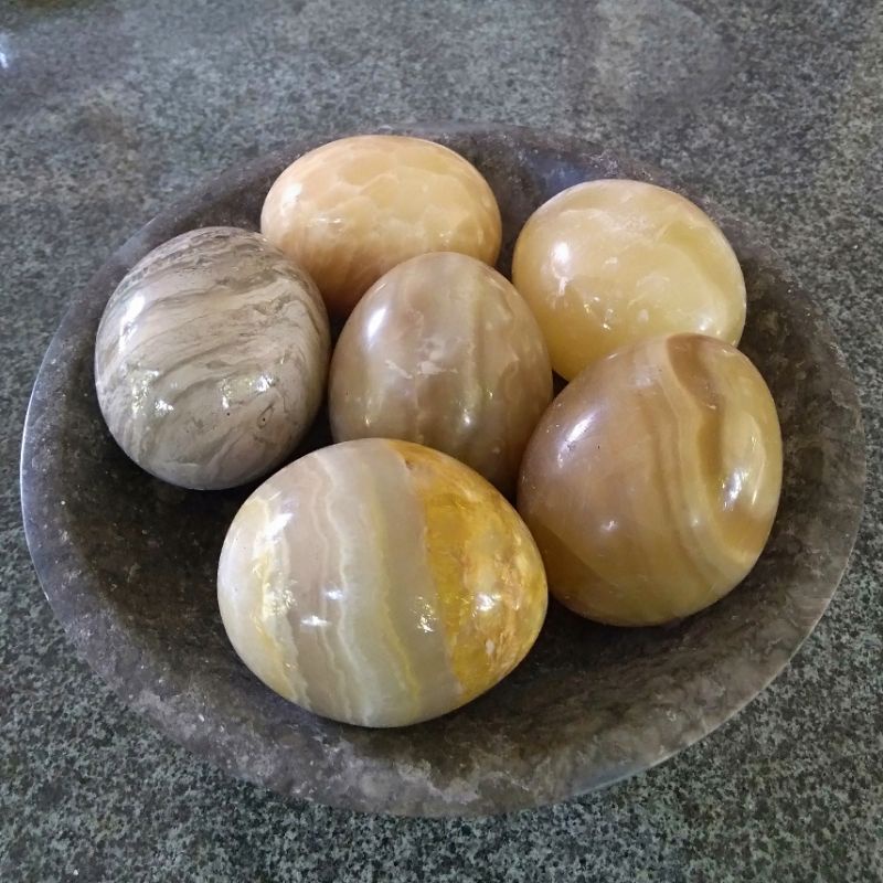 Kerajinan Batu Marmer Souvenir Patung Telur Onyx
