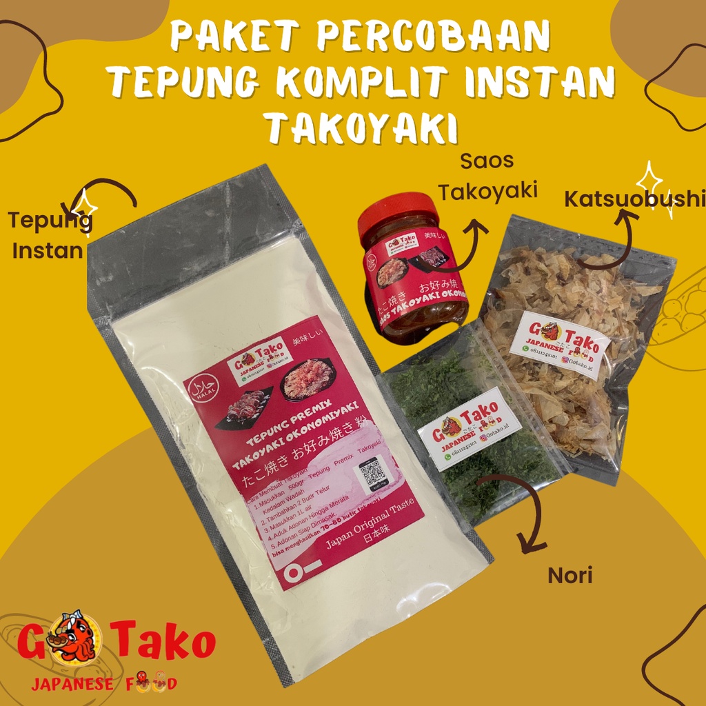 

Paket Lengkap Tepung Instan Takoyaki dan Okonomiyaki Praktis/ Tepung Instan /Tepung Komplit /Tepung Takoyaki/Tepung Premix