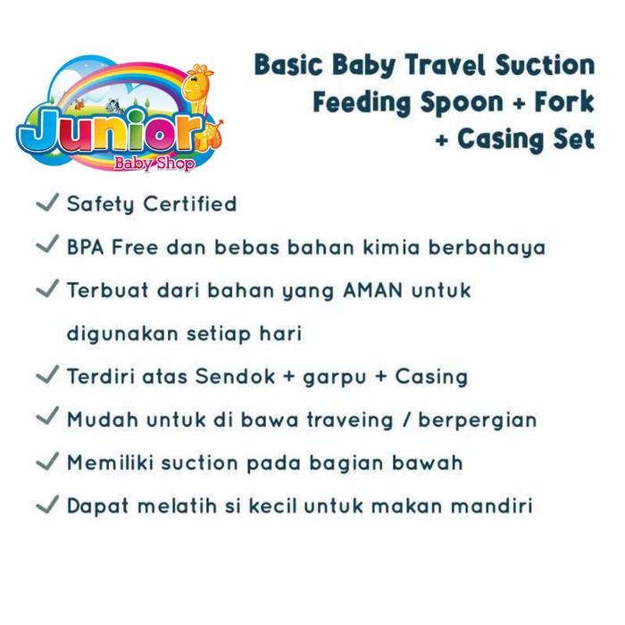 Basic Baby Travel Suction Feeding Spoon Set