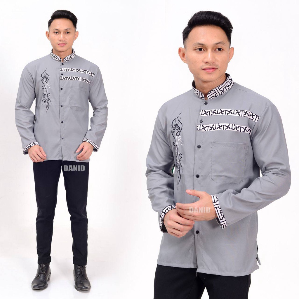 Baju Koko Pria Dewasa Lengan Pendek Fashion Muslim Tebaru Amanah - RASYID