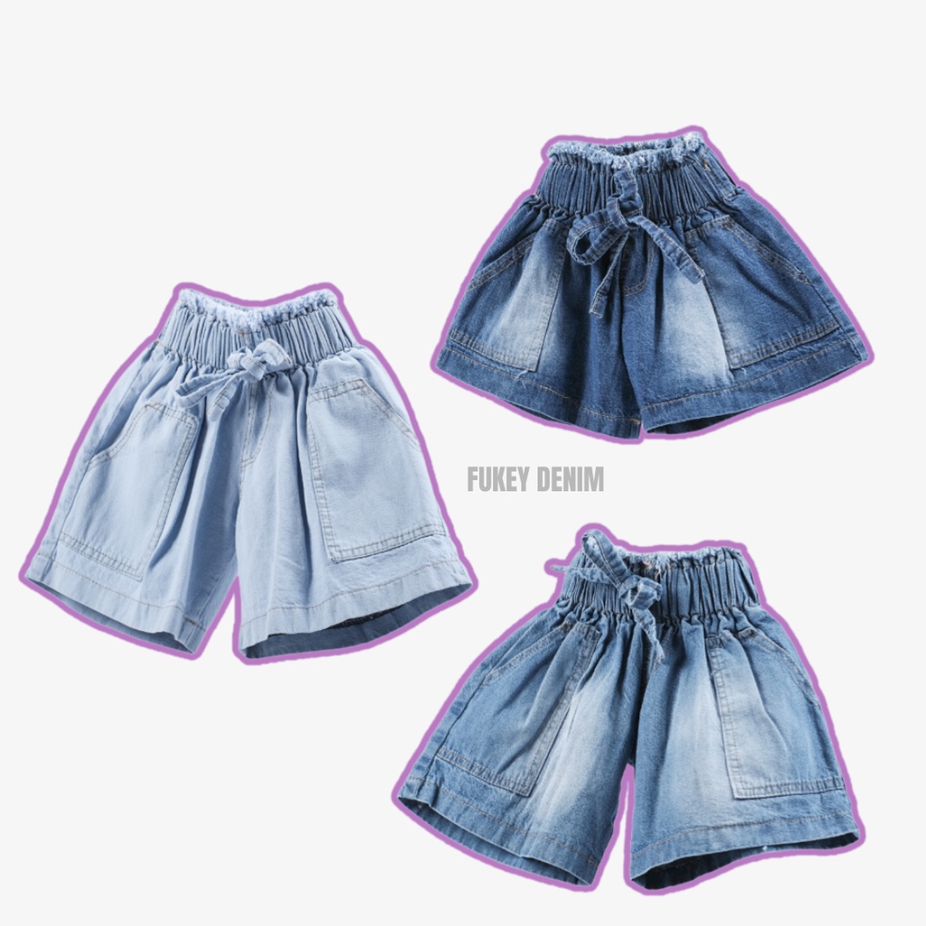 Hotpants jeans cewek snow wash celana pendek anak perempuan short pants pinggang karet wishker rippe