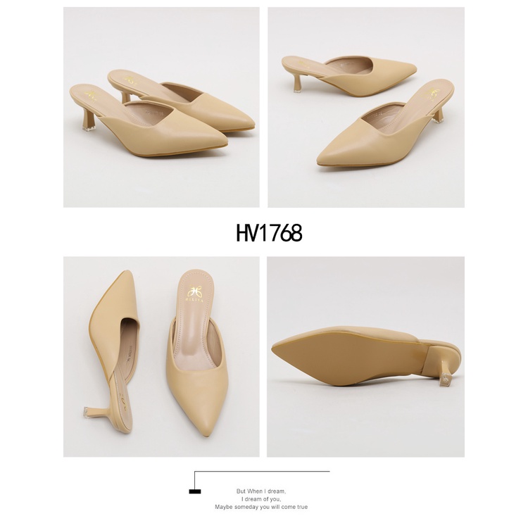 HELIVA LILY High Heels 5,5cm Polos Bahan Kulit Ujung Lancip Sepatu Kantor HV1768 Original Brand