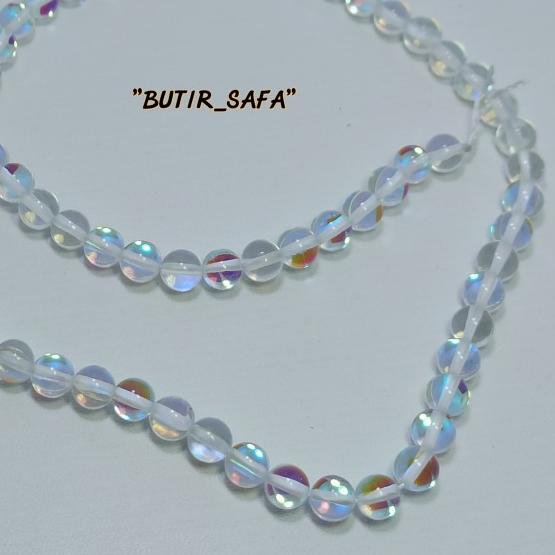 BAHAN GELANG BATU KALIMAYA INDIA MERMAID ANGEL GLASS 6MM - 8 mm, 1string/renteng