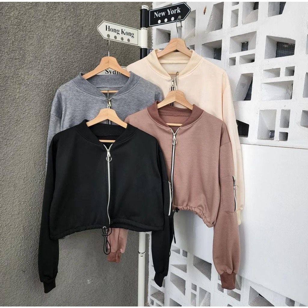 CROOPE SWEATER JAKET MILKI CREWNECK WANITA OVERSIZE JAKET