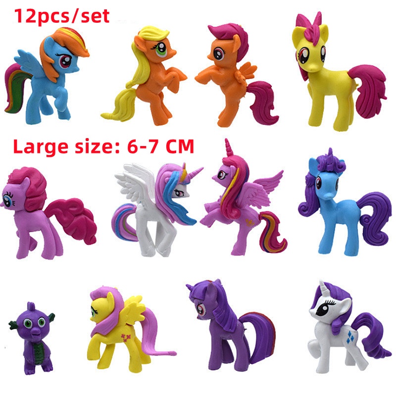 12pcs / set Mainan Action Figure Anime My Little Pony Mini Bahan PVC Untuk Dekorasi Kue