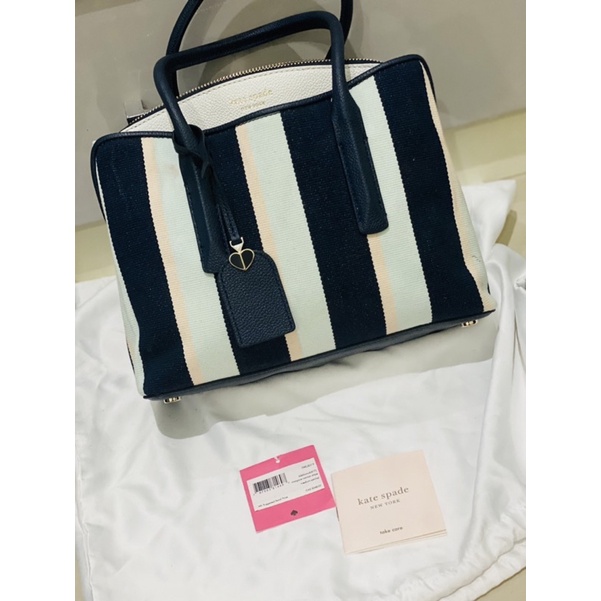 katespade margaux canvas stripe medium satchel