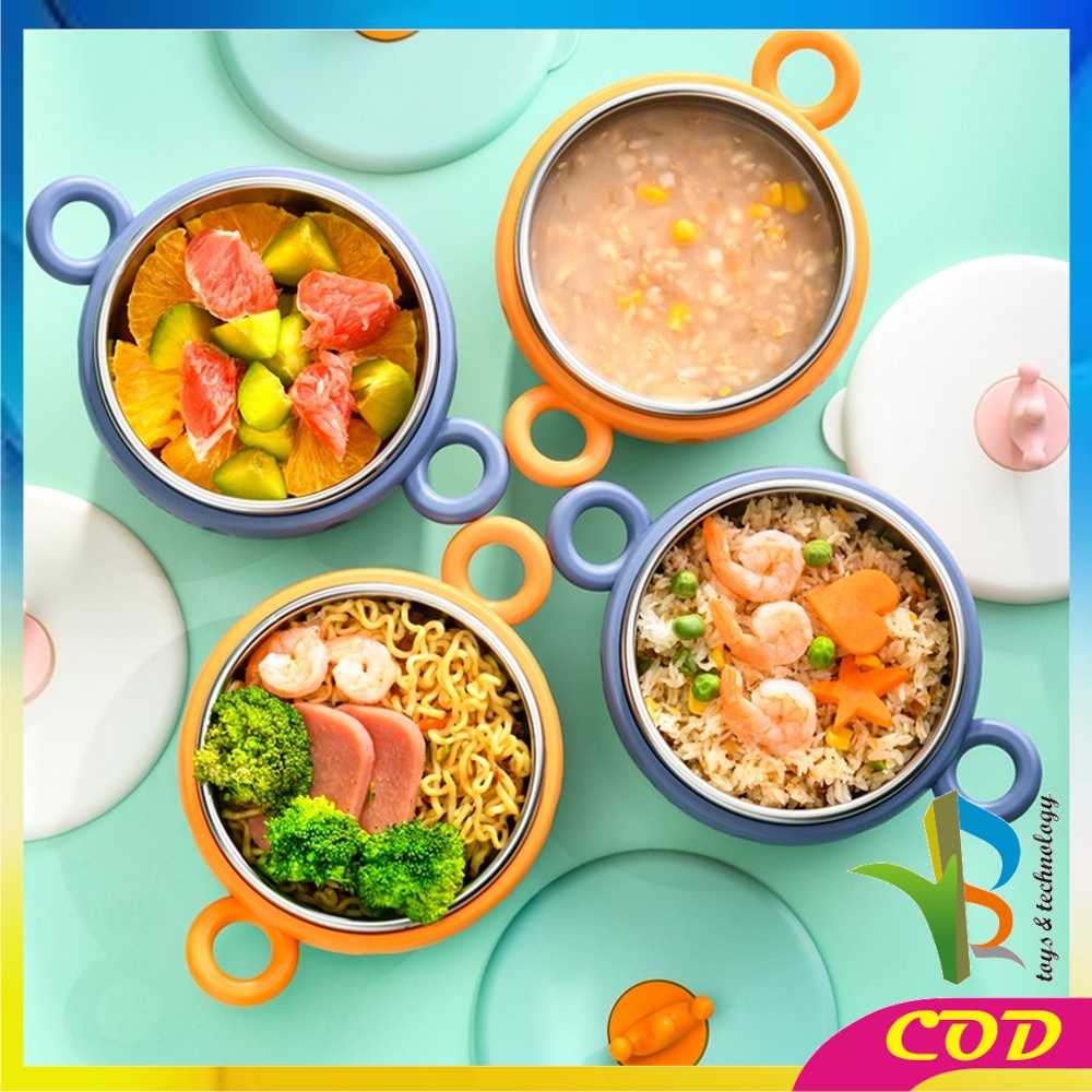 RB-C351 Mangkok Cangkir Stainless Crown Fresh Bowl Set Mangkok Makan Stainless Steel + Tutup / Mangkok Sup Tempat Makan Mie Instan / Mangkuk Stainless Anti Bocor