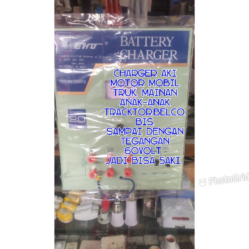 charger aki charger accu motor mobil bis truk Elf traktor Komatsu 20Amper dengan pilihan tegangan ,6