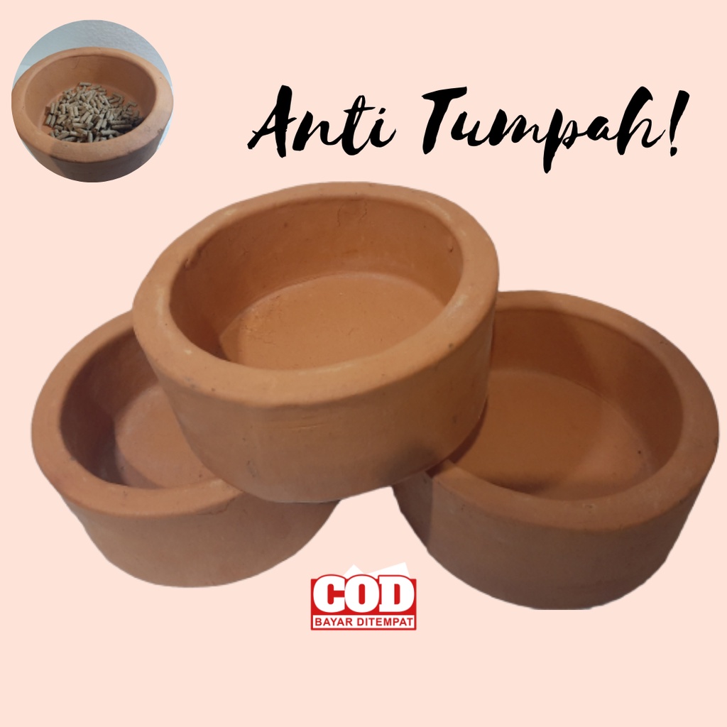 Gerabah Kelinci Mangkok Hewan Anti Tumpah Tempat Makanan Kucing  18 cm