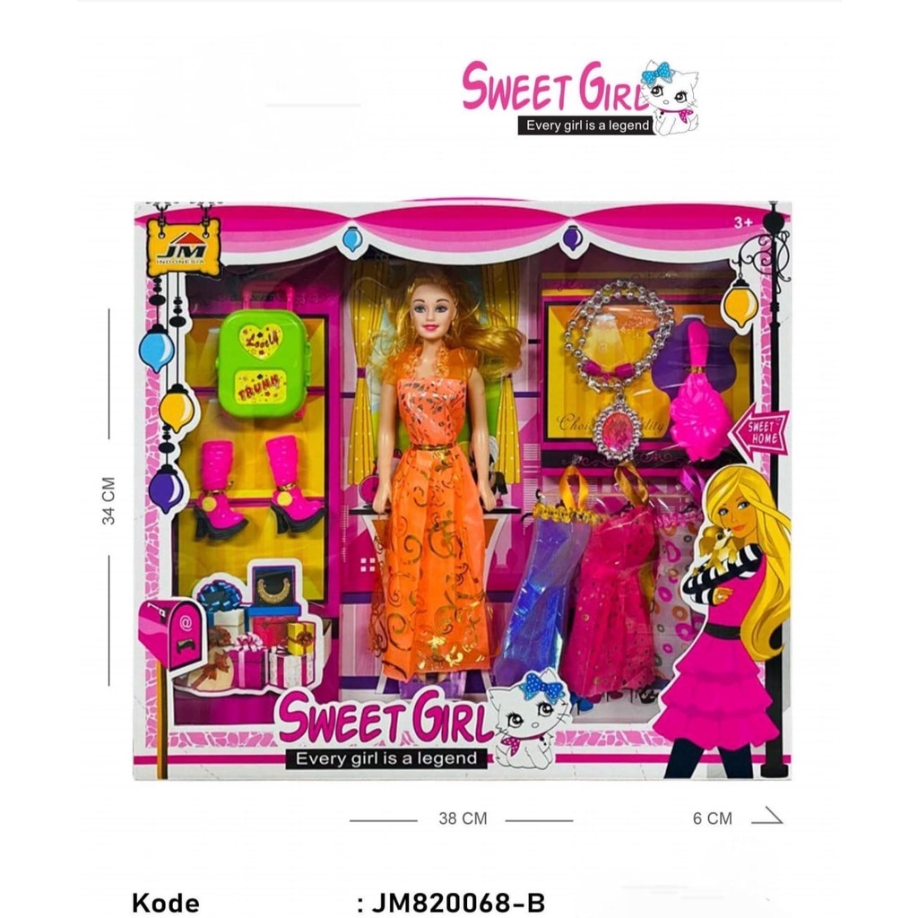 Mainan Anak Perempuan Boneka Barbie 1 Set Lengkap JM820068-B