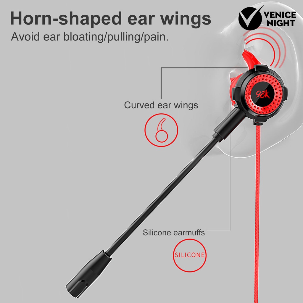 (VNEP) (Berkabel) Earphone High Fidelity Anti-interference Clear Lightweight 3.5mm Mini Sports Gaming Earphone for Calling