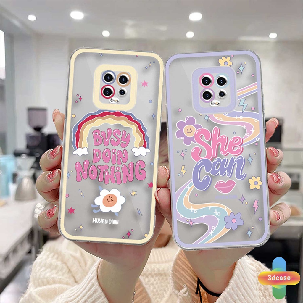 Xiaomi Redmi Note 8 10S 9 10 9 10 PRO MAX 11 9S POCO C3 C31 X3 NFC X3 PRO  9C NFC 9A 9i 9T 9AT 9ACTIV 9 PRO Power 10X POCO M2 PRO 10 Prime Warna Warni Pelangi Kata Inggris Wavy Edge Soft Case
