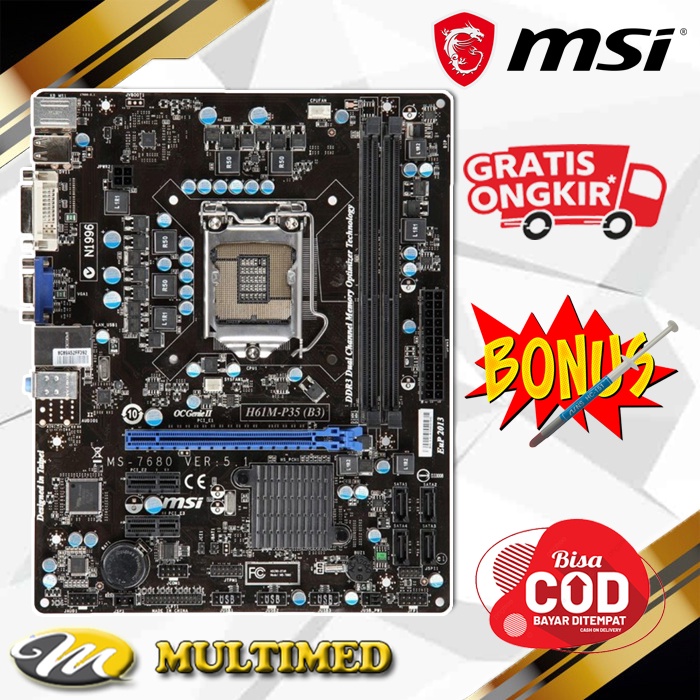 Mainboard Soket 1155 H61 DDR3 Merk MSI