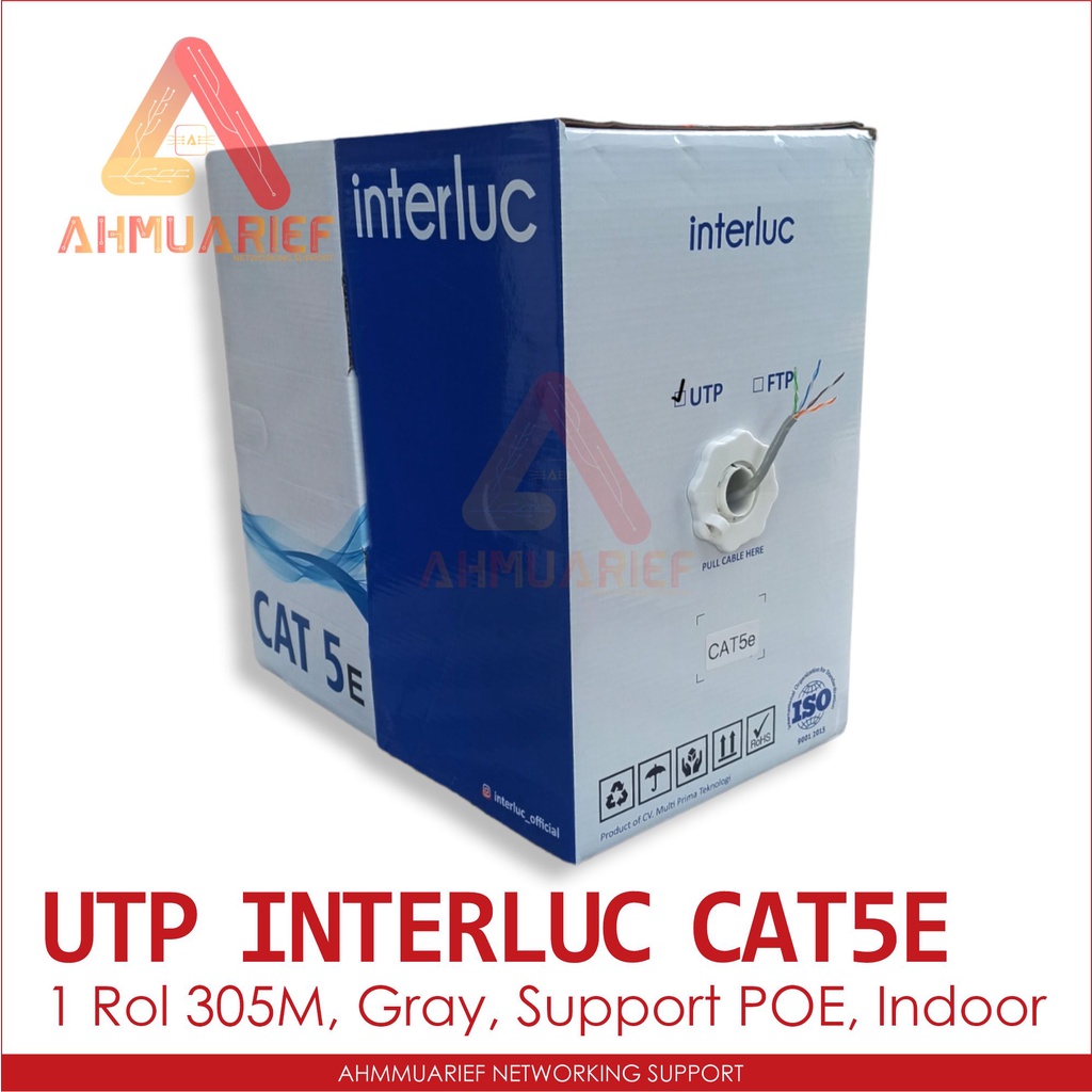 KABEL JARINGAN LAN UTP CAT5E CAT 5E INTERLUC NETWORK CABLE