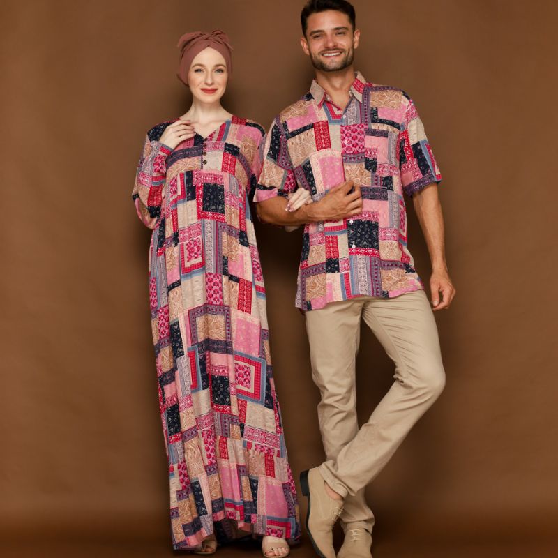 COUPLE SERI 4 (MOTIF ETNIK) I Couple Pasangan Kekinian untuk Kondangan bahan Rayon I Adem dan Nyaman