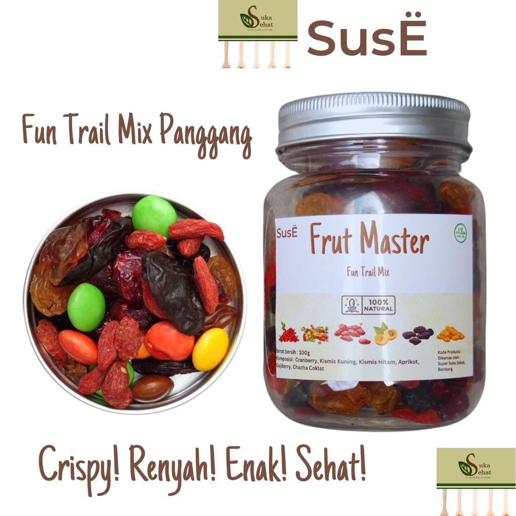 

SUSE FRUT MASTER JAR FUN FRUIT TRAIL MIX ROASTED GRANOLA MUESLI MIX TRAIL SARAPAN CEMILAN SNACK DIET ENAK SUKA SEHAT