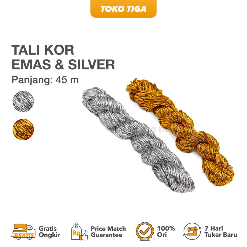 Tali Kor Emas / Silver / Tali Pita Kado Hadiah Souvenir 45 Meter
