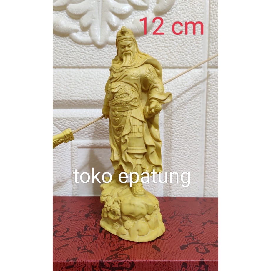 patung dewa kwan kung / kwan kong / te - kayu - 4 inch - Polos (s)-2