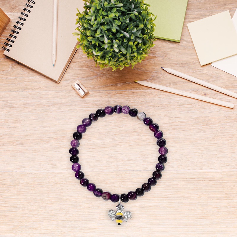 Fancyqube Gelang Tangan Batu Giok Bentuk Hati / Lebah Untuk Wanita